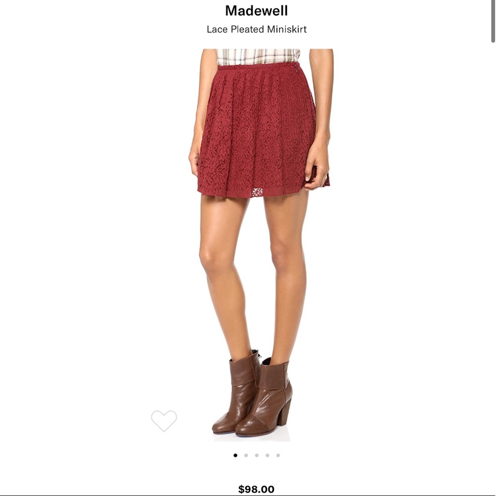 Madewell Lace Pleated Miniskirt in Wine Red